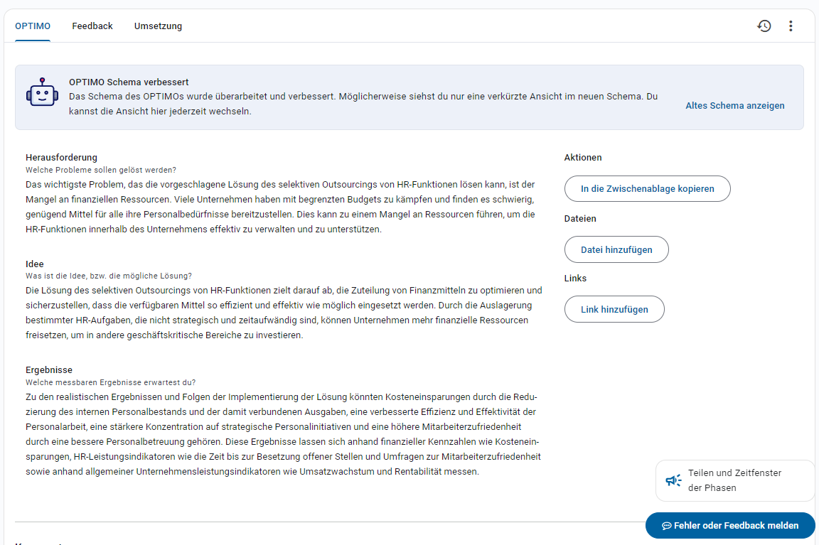 Screenshot: Entscheidungsassistent
